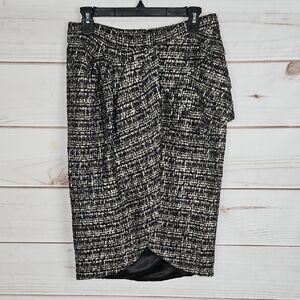 Badgley Mischka Tweed Brown & White Asymmetrical Pencil Skirt - Size 8